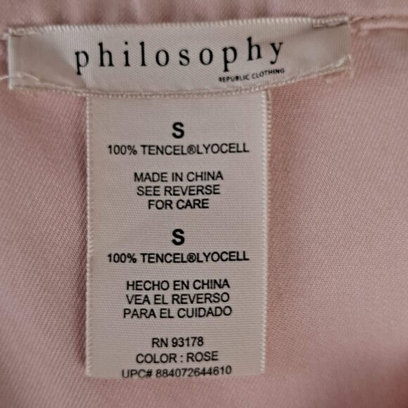 Philosphy Republic Clothing Size Small Pink Lace Up V-Neck Shift ShirttailDress - Picture 10 of 12